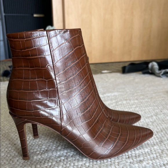 Steven Brown Croc-Embossed Heeled Ankle Boots - Picture 3 of 5